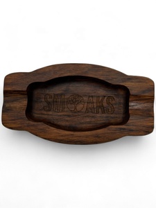 Cenicero Redondo Clásico de Madera sin Humo con Cajón y 4 Ranuras para Cigarrillos - Product Image 3