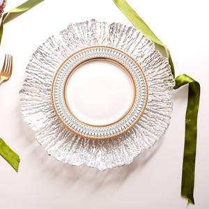 Plato de Vidrio con Diseño de Textura Dorada a Rayas, Plato Colorido para Frutas/Filetes/Cenas, Suministro Directo de Fábrica - Product Image 3