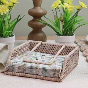 Accessoires de décoration de table de mariage, porte-serviettes en rotin tressé, panier porte-serviettes en rotin - Product Image 6