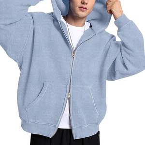 Sweat à capuche zippé personnalisé en coton délavé pour homme, style vintage streetwear, fabrication sur mesure en gros - Product Image 1