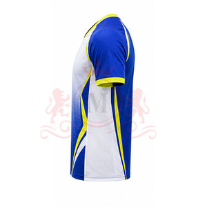 Maillot de football pour homme, bleu et blanc dégradé, manches courtes, col en V, polyester respirant, coupe athlétique, toutes saisons - Product Image 3