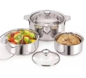 Calentador de Comida Moderno Geométrico de Acero Inoxidable Plateado Premium con Soporte y Reposacucharas a Juego - Product Image 2