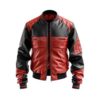 Blouson Bomber en Cuir Bleu et Noir à Blocs de Couleurs pour Homme, Style Moto, Fermeture Éclair, Col Rabattu, Idéal pour l'Automne