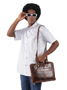 Sac messager pour ordinateur portable en cuir véritable marron moderne et durable pour homme, sacoche de bureau, sac à bandoulière, sac fourre-tout, travail, voyage - Product Image 6