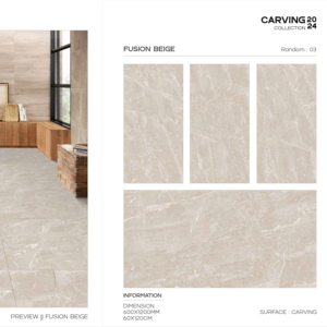 Azulejo de Porcelana Super Premium para Tallado, 600x1200, Formato Grande, Superficie Texturizada, para Paredes y Pisos, Uso en Interiores y Exteriores - Product Image 1