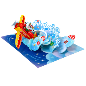 Carte de Noël 3D Pop-Up Avion Joyeux Noël, Carte Artisanale 3D en Papier Découpé, Design Thème Hiver, Artisanat en Papier - Product Image 4