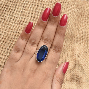 Anillo de Topacio Azul, Plata de Ley 925, Anillo de Topacio Azul Hecho a Mano, Anillo de Joyería Elegante - Product Image 3
