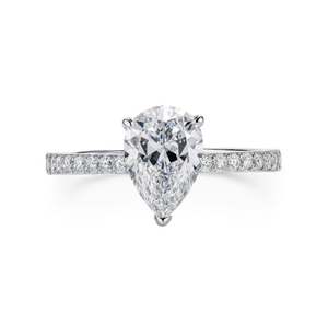 Anillo de Compromiso y Boda con Moissanita Corte Pera, Plata de Ley 925 con Baño de Rodio, Joyería de Lujo para Mujer - Product Image 3