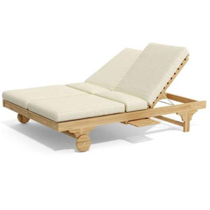 Tumbona de madera de teca en oferta, con un estilo moderno y sencillo para dos personas, duradera y equipada con espuma suave. - Product Image 6