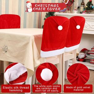 Housses de chaise de Noël rouges et blanches, motif chapeau de Père Noël, pour la cuisine et la salle à manger, décoration de Noël - Product Image 6