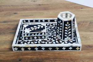 Radiant Harmony MOP Inlay Mabkhara Burner Lujoso soporte de incienso decorativo hecho a mano para decoración del hogar Mezquita y regalo festivo - Product Image 6