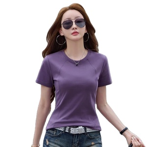 T-shirt décontracté pour femme, col rond, coupe classique, 100% coton, manches courtes, tissu dobby respirant, été, sexy, impression numérique - Product Image 3
