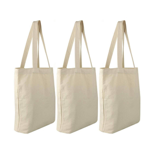 Bolsa de Lona Beige Resistente con Asa para el Hombro, Impresa con Serigrafía, Reutilizable, Promocional para Compras, Pintada a Mano y Personalizada - Product Image 1