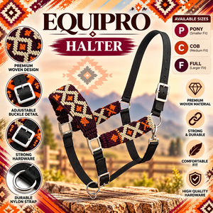 บังเหียนม้าแบบตะวันตกปรับได้ของ EQUIPRO ทำจากเชือกไนลอน พร้อมสายรัดจมูกและสายรัดศีรษะลายถัก - Product Image 2