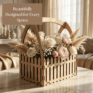 Elegante Cesta de Flores de Madera con Corte Láser |   Cesta de Regalo Floral Decorativa Hecha a Mano para Decoración del Hogar, Bodas y Arreglos DIY - Product Image 5