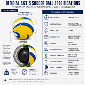Balón de Fútbol de Entrenamiento y Partido, Talla 5, Cuero PU, Cosido a Máquina, Termosellado, 32 Paneles, Duradero, Colores Surtidos - Product Image 6