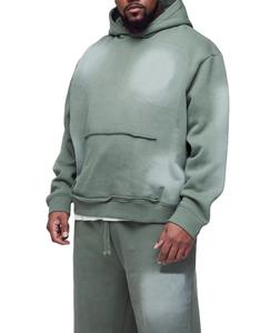 Men's Casual Vintage Baggy Oversized Acid Wash Track Suit Flared Sweatpants Hoodie Set with Rhinestone Zip for Autumn Season - Product Image 2