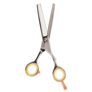 Ciseaux à effiler professionnels Harbor Industry de 6,5 pouces avec manche orange en acier inoxydable pour salon de coiffure - Product Image 2