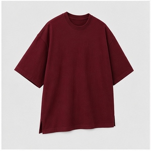 Factory Direct Custom Oversized T Shirt <b>Men</b> Women Solid Wine <b>Red</b> Drop Shoulder Blank Streetwear Clothing OEM ODM <b>TShirt</b> Burgundy - Product Image 3