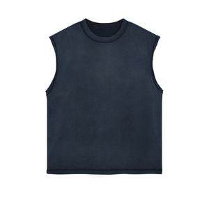 Wholesale Acid Wash Stylist Unisex Summer Loose Design 275g Cotton Tank Top 100% Cotton Edge <b>Vest</b> Sleeveless T-shirts - Product Image 3