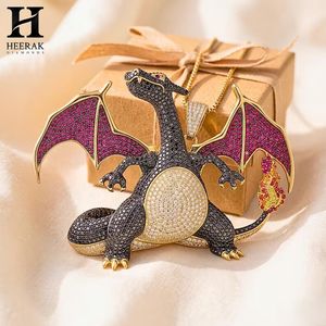 Collier Pendentif Dragon Ailé Noir Iced Out Style Hip Hop Personnalisé pour Hommes - Breloque Dragon Volant Anime - Product Image 4