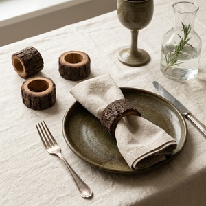 Wholesale Handcrafted Wooden Bark Napkin Rings Eco-Friendly Natural Wood Table Decoration for Weddings And Dining Parties - Product Image 2
