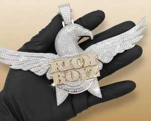 Pendentif en argent 925 personnalisé avec nom, style hip-hop de luxe, serti de moissanite taille brillant rond, pour homme - Product Image 6
