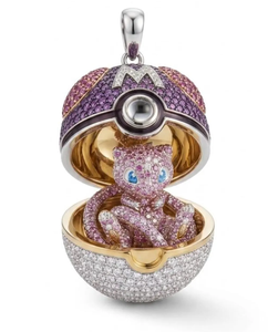 Colgante de Moissanita Personalizado, Esfera con Micro Pavé Rosa y Blanco - Product Image 3