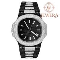 Montre tendance en acier inoxydable sertie de moissanite pour les passionnés de mode, accessoire de luxe pour les concerts, les fêtes et les événements