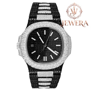 Reloj de Acero Inoxidable con Incrustaciones de Moissanita para Amantes de la Moda, Accesorio de Lujo para Conciertos, Fiestas y Eventos - Product Image 1
