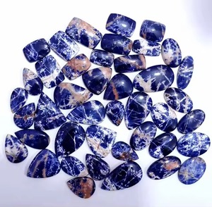 Cabujón de Sodalita Natural, Gema Suelta Azul de Forma Mixta, Piedra Lisa con Diámetro de Orificio y Peso Personalizables para Joyería - Product Image 1