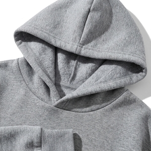Sudadera con Capucha Extra Grande para Hombre, Color Gris Sólido, Algodón, Estilo Casual de Otoño, Corte Regular, Tejido Liso - Product Image 3