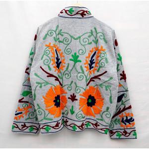 <b>Women</b> Cotton Suzani <b>Embroidered</b> Varsity <b>Jacket</b> Floral Bohemian Ethnic Handmade Vintage Casual Mandarin Collar Breathable Autumn - Product Image 6