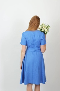 Nuevo Vestido Midi de Verano para Mujer, Estilo A-Line, Cuello en V, Manga Corta, de Algodón Ecológico, Ideal para Invitadas de Boda o Damas de Honor - Product Image 5