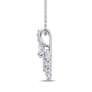 Collier pendentif en argent 925 plaqué rhodium pour femme, diamant taille brillant ronde, chaîne gourmette de luxe, bijoux de mariage - Product Image 2