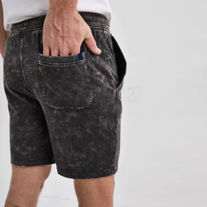 <b>Men</b>’s <b>Black</b> Washed Denim <b>Shorts</b> Drawstring Waist Casual Knee Length Baggy Jorts Streetwear Summer Fashion - Product Image 2