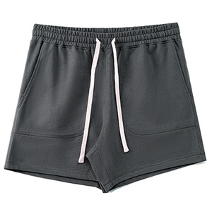 Alta calidad 230gsm 100% algodón transpirable cintura elástica cordón lavado sólido verano clásico Casual pantalones cortos de sudor para hombres - Product Image 3