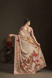 Sari prêt-à-porter haut de gamme avec chemisier cousu, en crêpe de soie à imprimé numérique floral, fournisseur en gros de saris indiens - Product Image 6