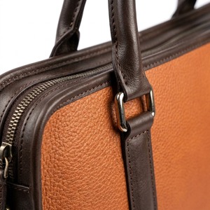 Designer Brown Leather <b>Bag</b> Slim Business Laptop Sleeve <b>Bag</b> Waterproof Real Leather Lawyer Doctor Office Handbag <b>Men</b> - Product Image 3