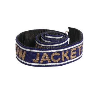 Go Yellow Jackets Cotton Beaded Sports Style Purse Strap Handcrafted Bag <b>Accessory</b> Perfect for Personalization - Product Image 1