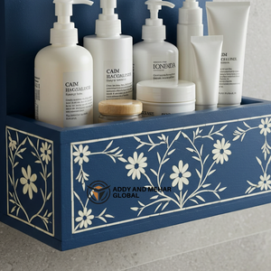 Estante Organizador de Pared para Baño Azul – Soporte de Almacenamiento de Madera Hecho a Mano para Artículos de Aseo y Decoración del Hogar - Product Image 3