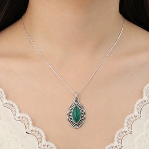 Marquise Green Onyx Pure 925 Sterling Silver Pendant Handmade Vintage <b>Statement</b> <b>Necklace</b> Charm Rose Gold Yellow Gold Plated - Product Image 2