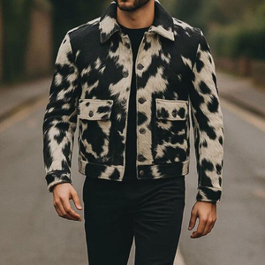 <b>Top</b> Trending Vintage Style <b>Cow</b> Skin Leather Jacket for Men Stand Collar Custom Logo Embroidery High Street Waterproof Windproof - Product Image 5