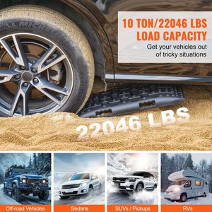 Placas de tracción de material PP de 10 toneladas, par de tapetes de tracción para neumáticos, para vehículos todoterreno/coches/pickups/SUVs/RVs, placas de recuperación antideslizantes - Product Image 3