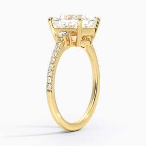 Anillo de Compromiso de Oro Amarillo con Diamantes, Corte Princesa, Diseño de Tres Piedras, Diamante Cultivado en Laboratorio con Certificado IGI, Anillo de Novia para Mujer - Product Image 2