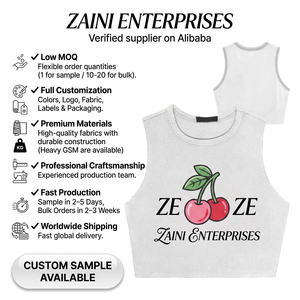 240g Premium Heavy Cotton White Sleeveless Slim Fit Crop <b>Top</b> Shirt Custom Logo DTF DTG 3D Embroidery Wholesale - Product Image 1
