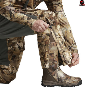 Men Outdoor Waterfowl Marsh <b>Camouflage</b> Hunting Pants Heavy Duty Elastic Suspenders Dual Zippered Upper Thigh Pockets Flap <b>Cargo</b> - Product Image 4