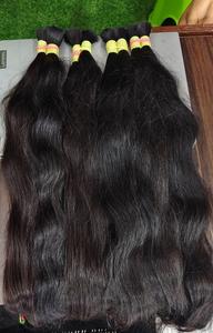 Extensions de cheveux naturels noirs indiens Remy, tissées à la machine, lisses, double épaisseur, en lots de cheveux humains pour tissage et coiffage en salon - Product Image 2