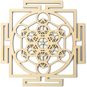 Arte de pared de madera con mano de Hamsa, geometría sagrada, letrero de madera, ojo turco, cuadrícula de cristales, decoración colgante para pared de sala de estar y hogar - Product Image 3