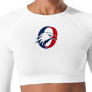 Camiseta Deportiva de Manga Larga sin Costuras para Mujer, Blanca, Compresiva, para Gimnasio, Fitness, Yoga, Entrenamiento, Ropa Deportiva Elástica - Product Image 3